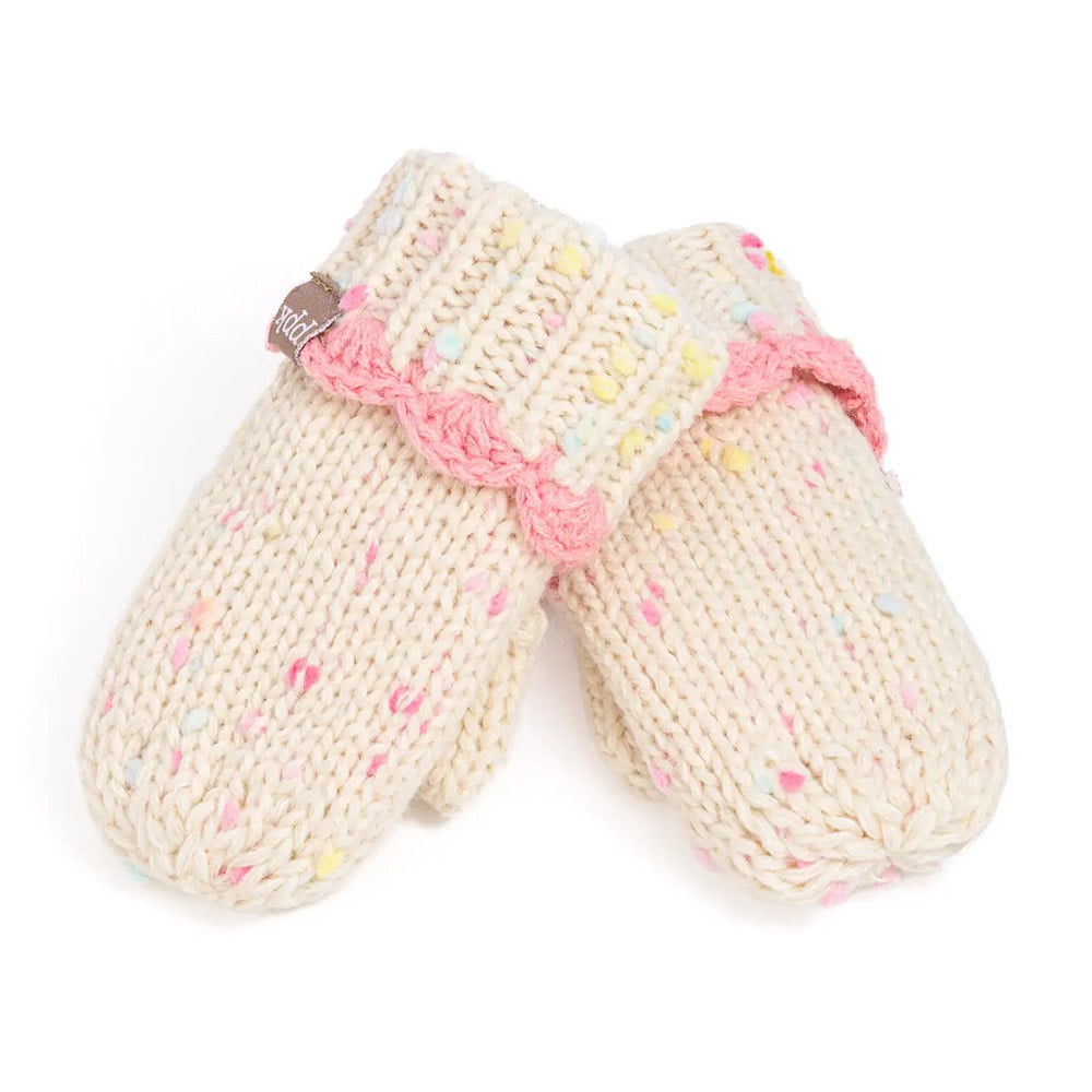 Peppercorn Kids Knit Mittens with Lace - Off-White