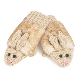 Peppercorn Kids Peppercorn Kids Kids Knit Mittens - Bunny Rabbit - Oat Beige