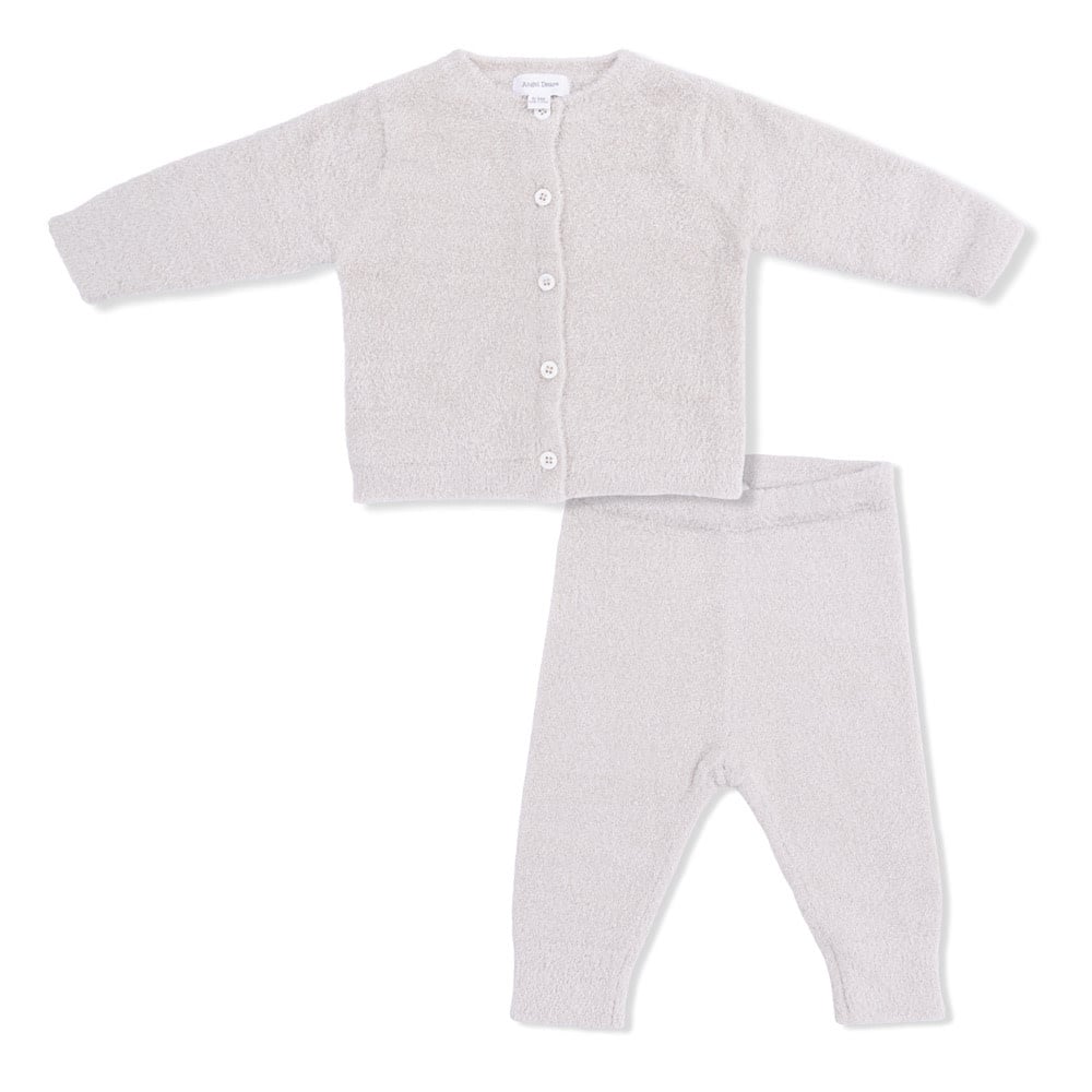 Angel Dear Angel Dear Chenille Button Down Cardigan 4 Piece Set - Natural