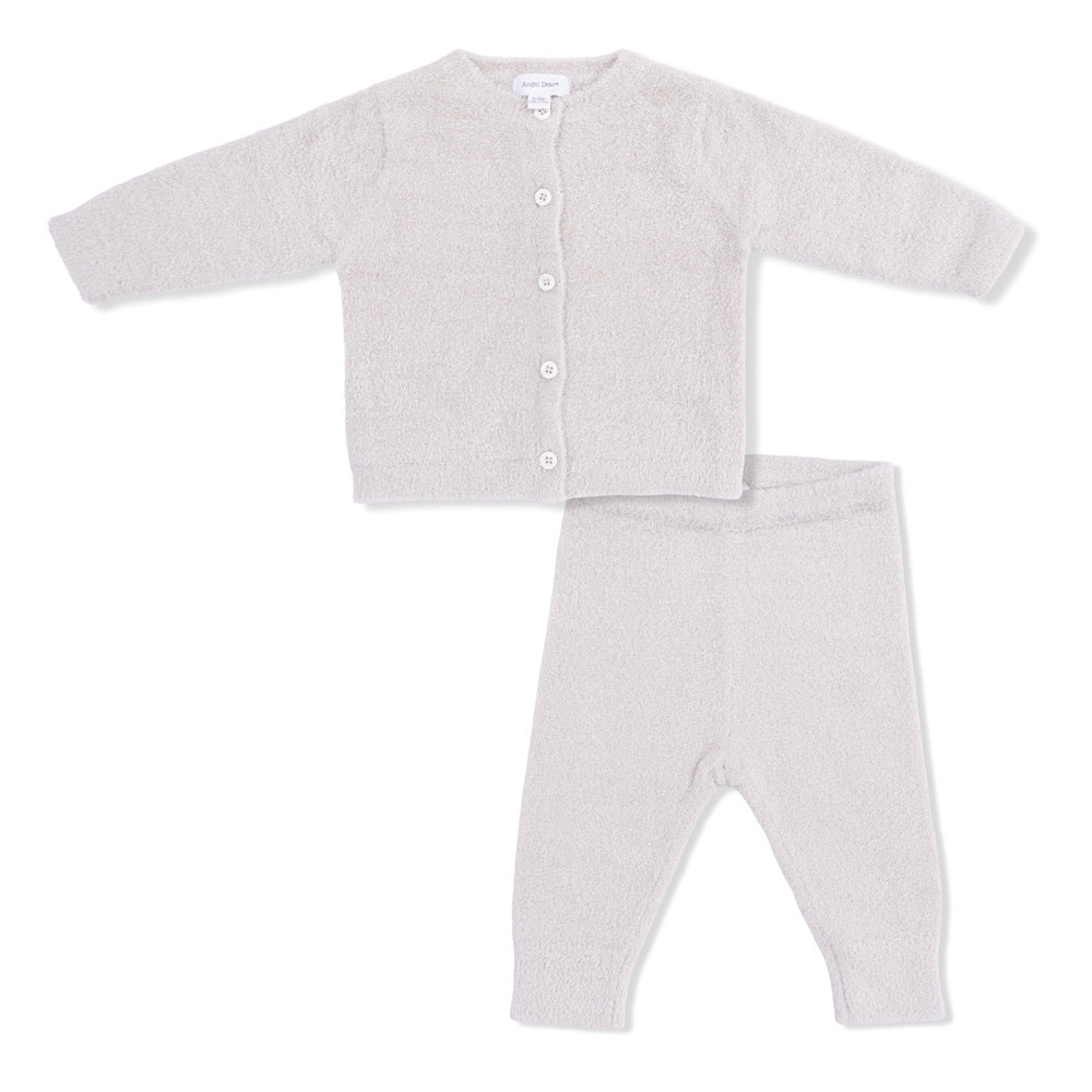 Angel Dear Chenille Button Down Cardigan 4 Piece Set - Natural