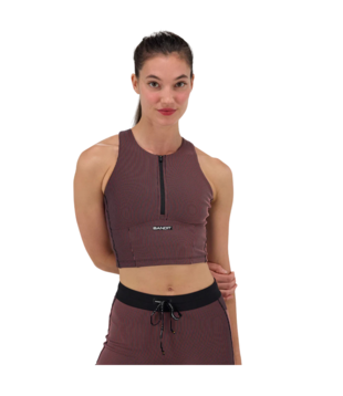 W Striped Cadence Zip Front Crop