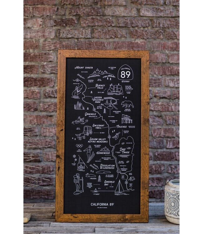 California 89 CA89 Road Map Poster