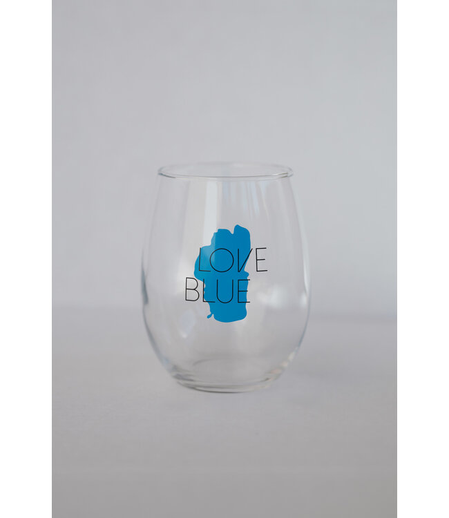 exclusive marketing concepts Stemless Love Blue Wineglass