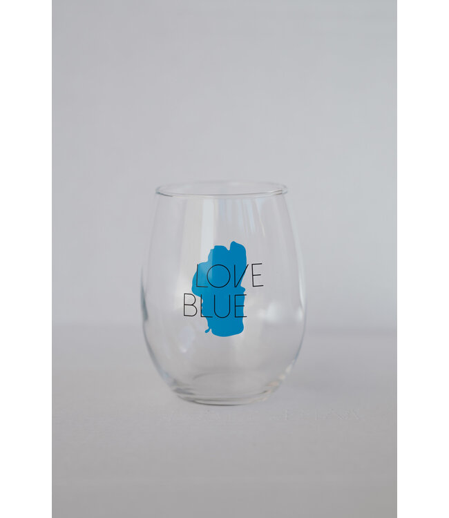 exclusive marketing concepts Stemless Love Blue Wineglass