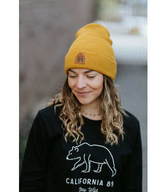 California 89 Waffle Cuffed Beanie with CA 89 Leather Shield