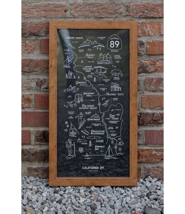 California 89 CA89 Framed Road Map