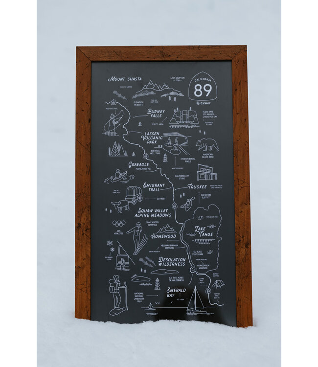 California 89 CA89 Framed Road Map