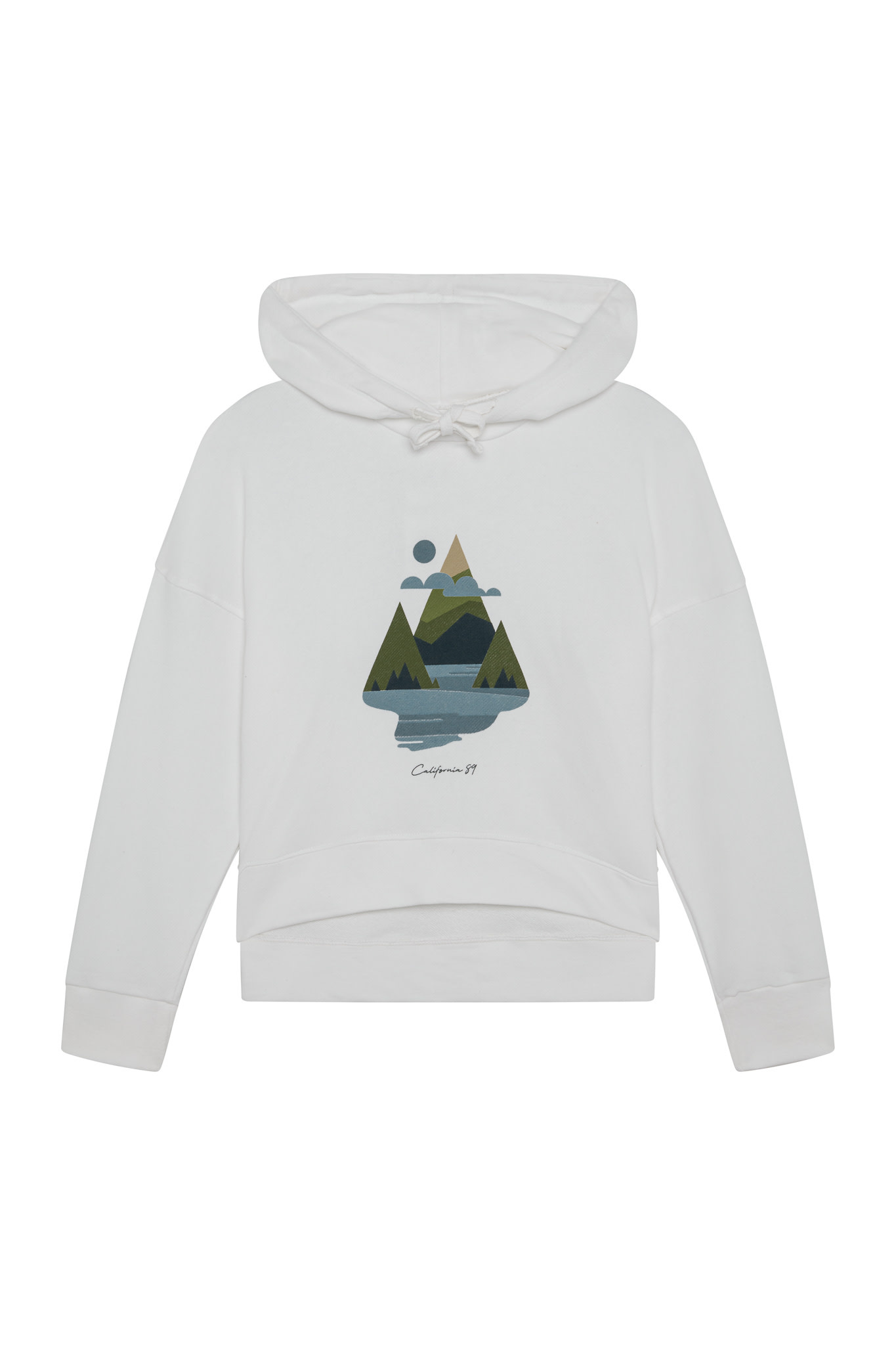 Women's Eco Washed Hoodie with Mountain & Water - California 89 Women's Eco Washed Hoodie with Mountain & Water - California 89