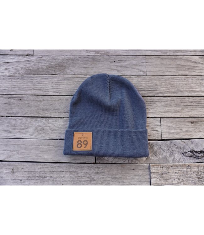 California 89 CA89 Leather Patch Cuffed Beanie