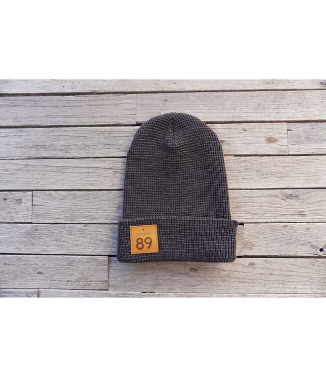 California 89 Waffle Cuffed Beanie with CA 89 Leather Shield