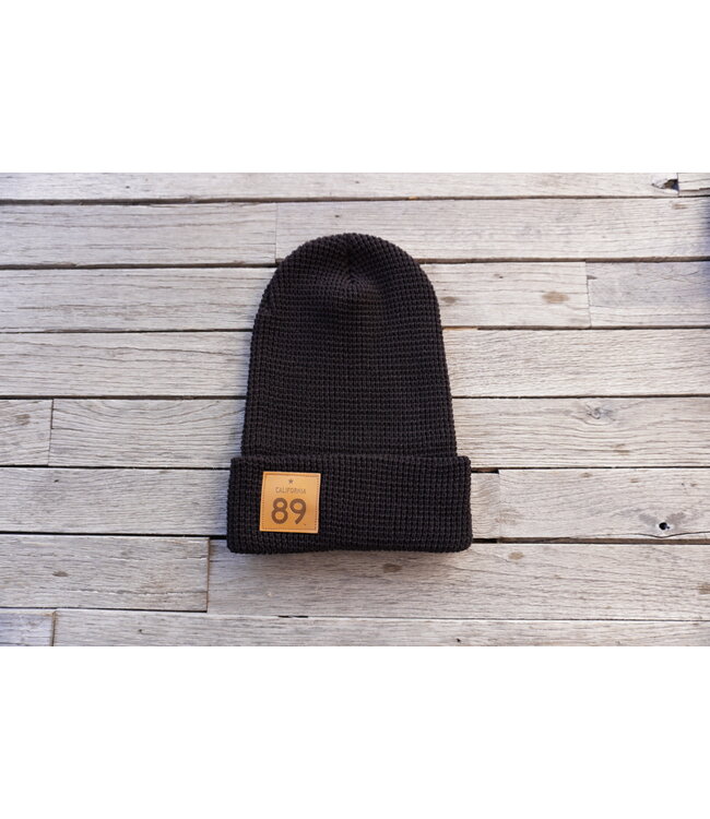 California 89 Waffle Cuffed Beanie with CA 89 Leather Shield