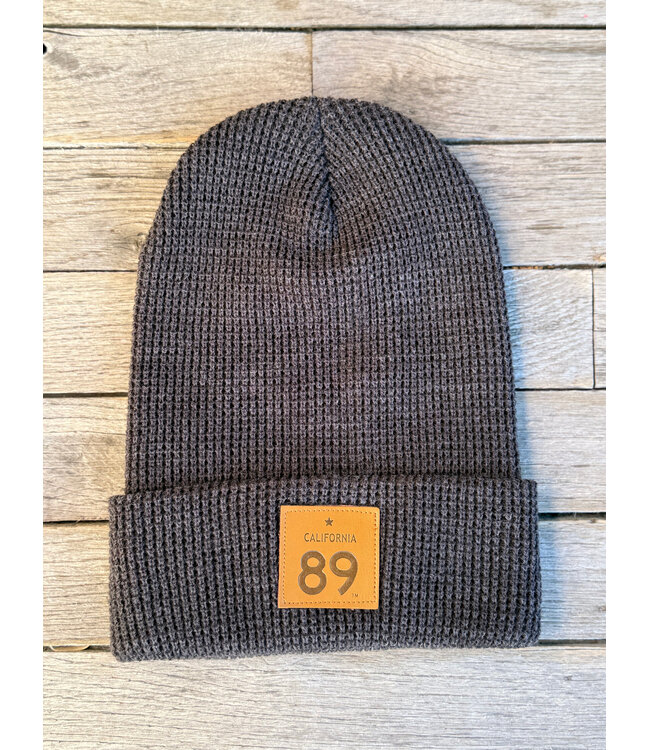 California 89 Waffle Cuffed Beanie with CA 89 Leather Shield
