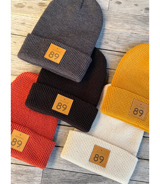 California 89 Waffle Cuffed Beanie with CA 89 Leather Shield