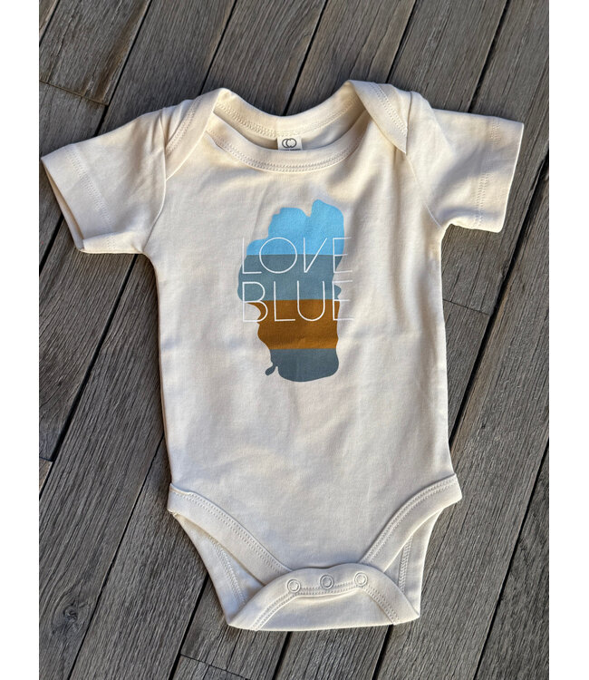 Baby Short Sleeve Love Blue Onesie