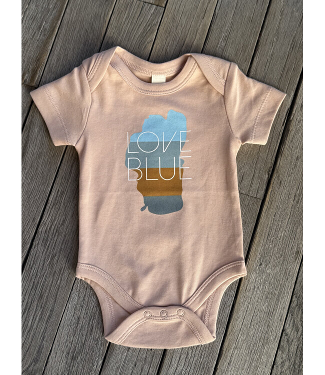 Baby Short Sleeve Love Blue Onesie