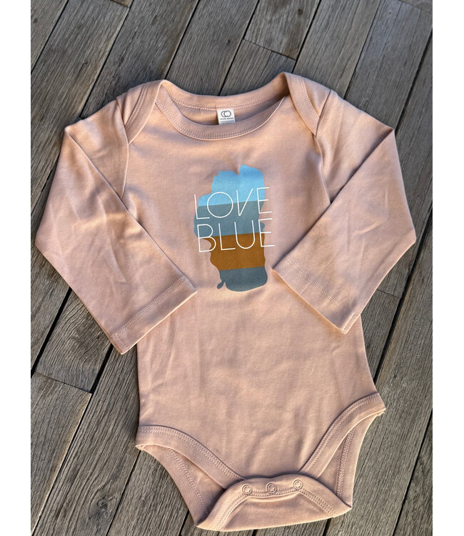 Baby Long Sleeve Love Blue Onesie
