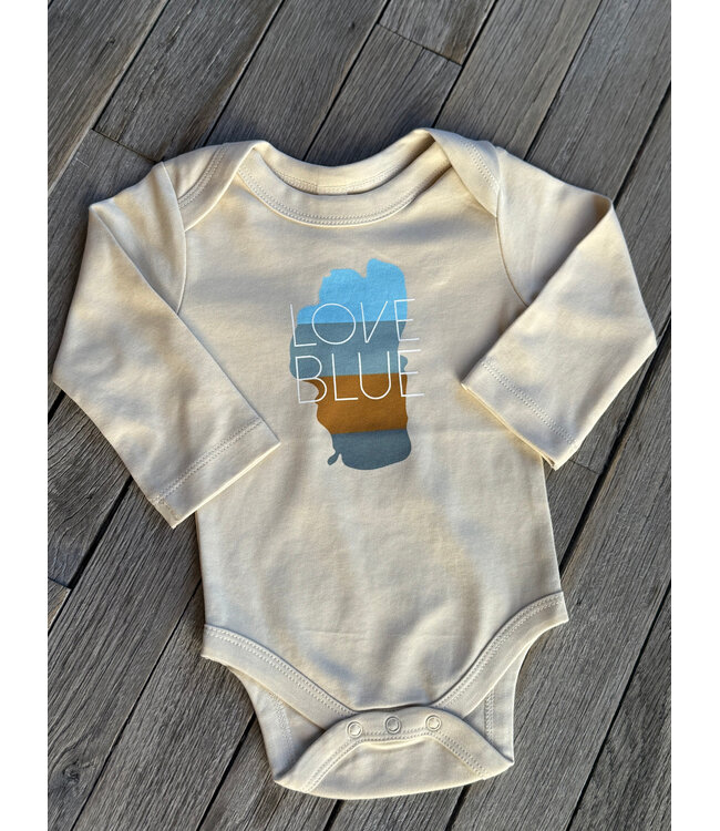 Baby Long Sleeve Love Blue Onesie
