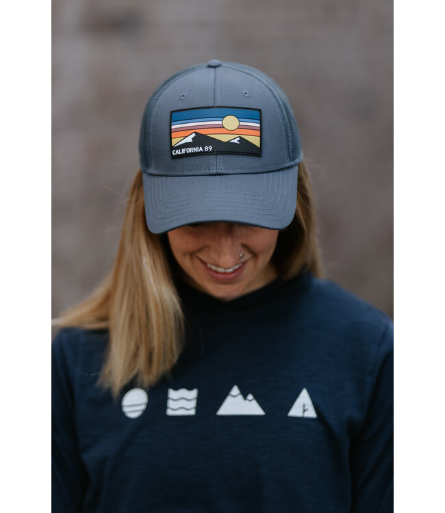 California 89 Trucker Hat with Mountain & Sky Rubber Patch