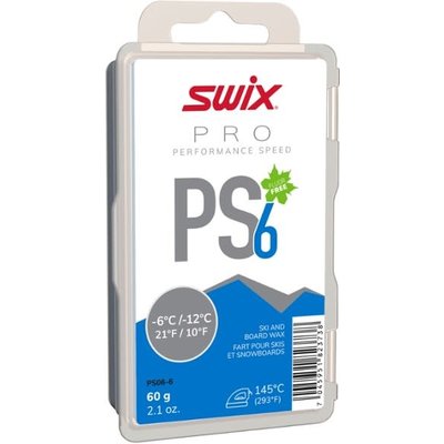 Swix PS6 Blue -6C to -12C Glide Wax, 60g
