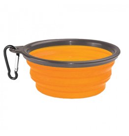 Kuma Kuma Collapsible Silicone Dog Bowl, Orange/Grey