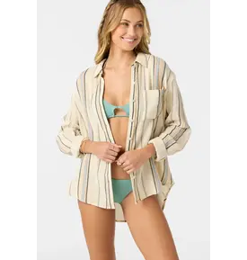 O'Neill O'Neill Leni Relaxed Stripe Button Up Long Sleeve Shirt Women's