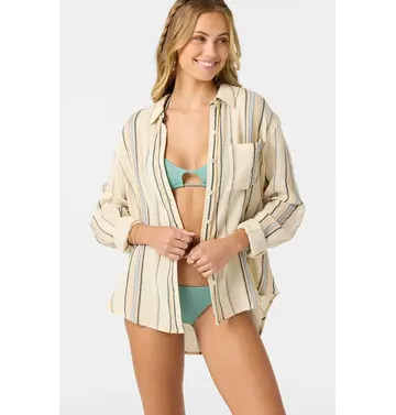 O'Neill O'Neill Leni Relaxed Stripe Button Up Long Sleeve Shirt Women's