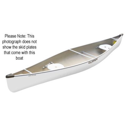 Clipper Canoe Ranger 16' Fiberglass, White with Skid Plates Installed