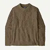 Patagonia Recycled Wool-Blend Cable Knit Crewneck Sweater Men's Marlow Brown (Past Season)