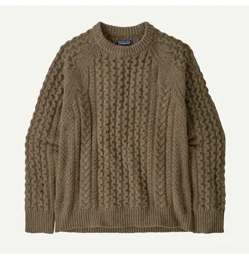 Patagonia Patagonia Recycled Wool-Blend Cable Knit Crewneck Sweater Men's Marlow Brown (Past Season)