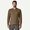 Patagonia Recycled Wool-Blend Cable Knit Crewneck Sweater Men's Marlow Brown (Past Season)