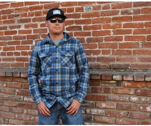 L/S Board Shirt Fitted Blue Surf - Red 