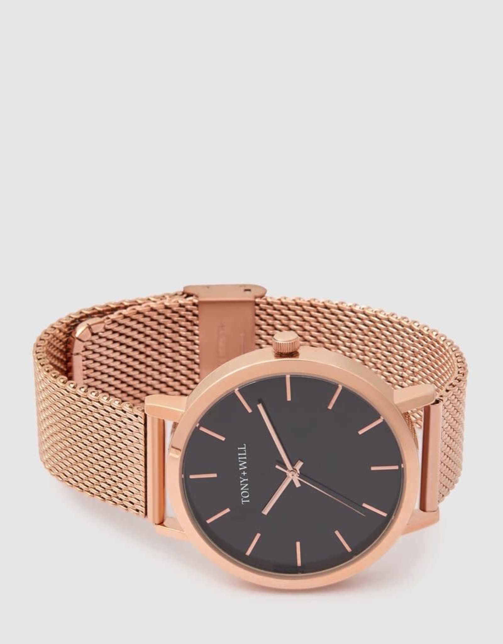 Tony and Wills, Rose White Mesh Black Facet Watch