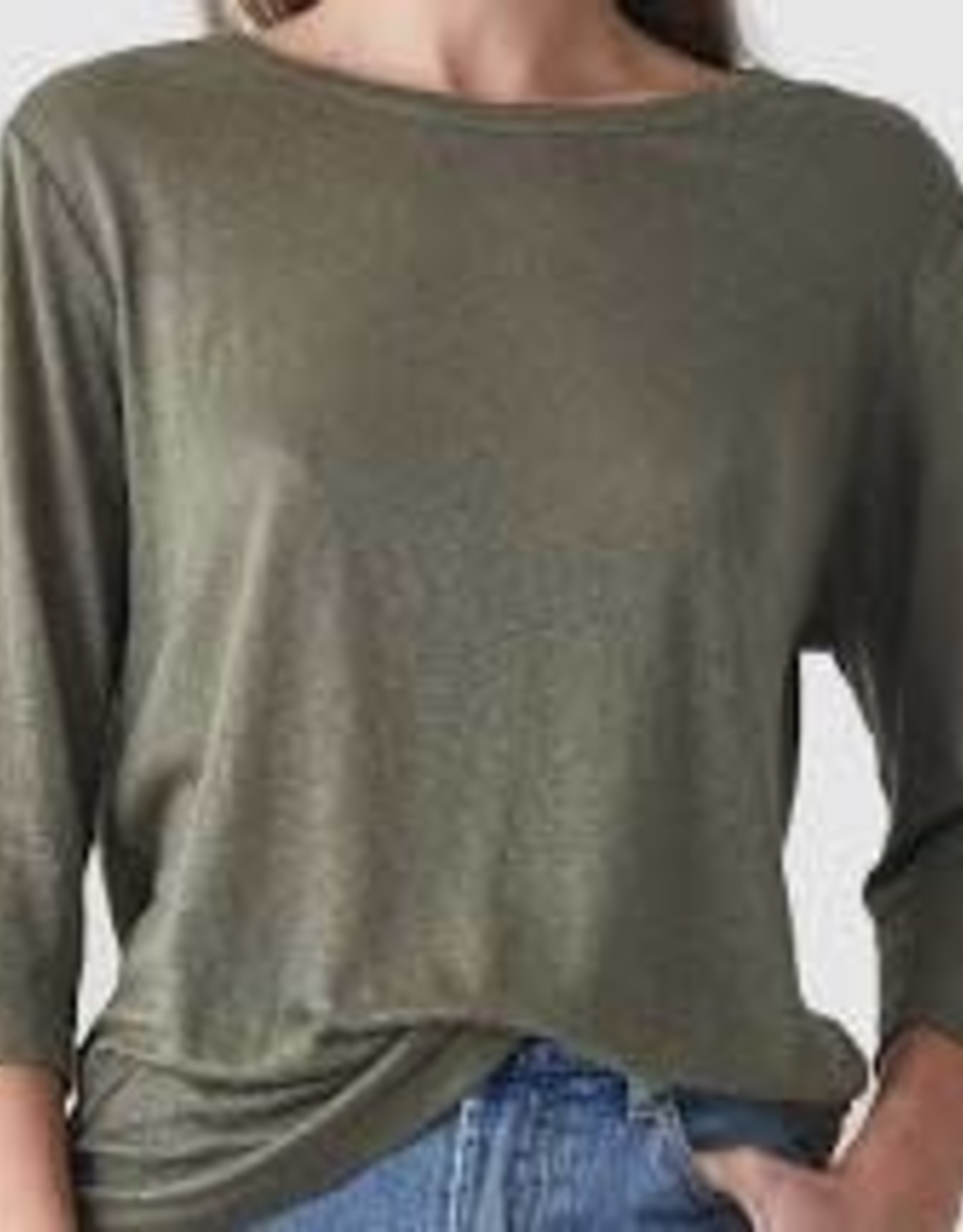 Bronte Linen T-Shirt Khaki SMALL