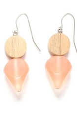 Wood & Pebble Drop Earring - Clay