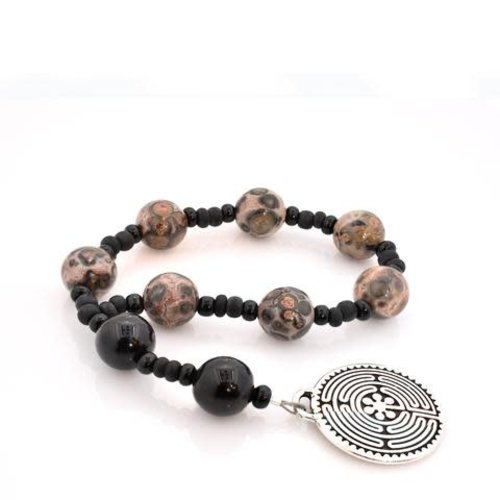FULL CIRCLE BEADS ROSARY ANGLICAN CHAPLET LABYRINTH LEOPARD JASPER & ONYX by FULL CIRCLE BEADS FULL CIRCLE BEADS ROSARY ANGLICAN CHAPLET LABYRINTH LEOPARD JASPER & ONYX by FULL CIRCLE BEADS