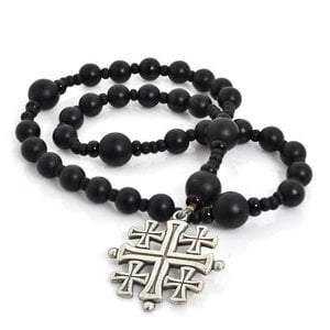Rosary Anglican Jerusalem Cross Onyx by Full Circle Beads