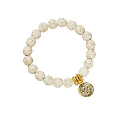 BRACELET BEAD WHITE TURQUOISE SHIELD OF FAITH MEDALLION by GRACEWEAR BRACELET BEAD WHITE TURQUOISE SHIELD OF FAITH MEDALLION by GRACEWEAR