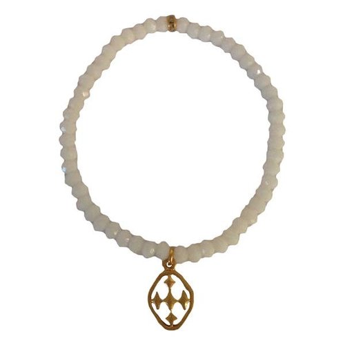 BRACELET FACETED BEADS WHITE SHIELD OF FAITH by GRACEWEAR BRACELET FACETED BEADS WHITE SHIELD OF FAITH by GRACEWEAR