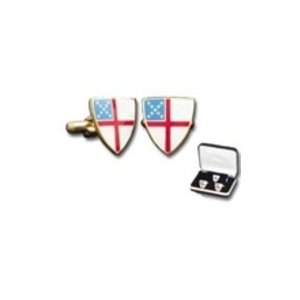 EPISCOPAL SHIELD CUFF LINK SET WITH TIE TACK
