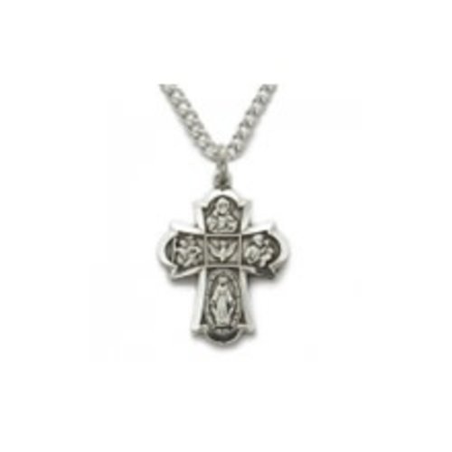 STERLING SILVER 4-WAY MEDAL CROSS NECKLACE STERLING SILVER 4-WAY MEDAL CROSS NECKLACE