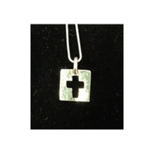 Cut-Out Cross Sterling Silver 16" Chain
