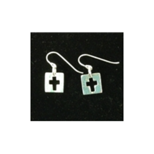 EARRINGS, OPEN CROSS, STERLING SILVER EARRINGS, OPEN CROSS, STERLING SILVER