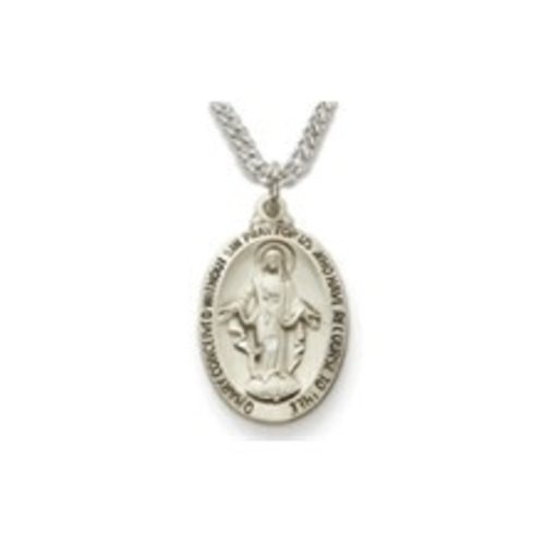 MEDAL - MARY MIRACULOUS, STERLING SILVER, SATIN FINISH (20" CHAIN) MEDAL - MARY MIRACULOUS, STERLING SILVER, SATIN FINISH (20" CHAIN)