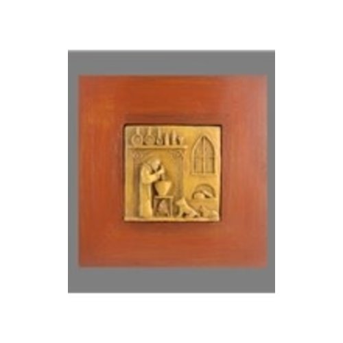 ST PASCAL BON APPETIT SCULPTED PLAQUE FRAMED ST PASCAL BON APPETIT SCULPTED PLAQUE FRAMED