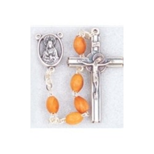 CATHOLIC ROSARY OF OLIVE WOOD OVAL BEADS CATHOLIC ROSARY OF OLIVE WOOD OVAL BEADS