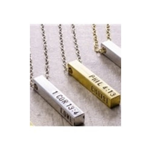 SCRIPTURE BAR NECKLACE: PHILIPPIANS 4:13 SCRIPTURE BAR NECKLACE: PHILIPPIANS 4:13