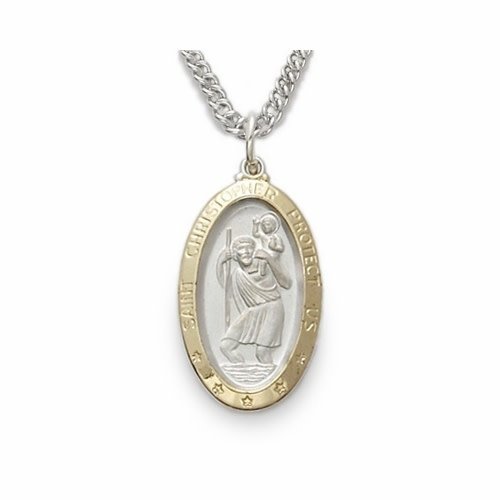 MEDAL ST CHRISTOPHER 3/4" OVAL 2-TONE MEDAL ST CHRISTOPHER 3/4" OVAL 2-TONE