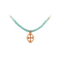 Necklace Turquoise Faceted Worn Gold by Gracewear