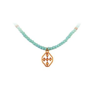 Necklace Turquoise Faceted Worn Gold by Gracewear