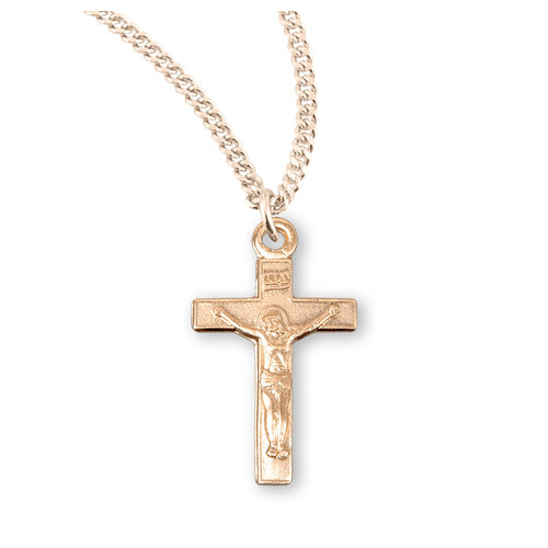 NECKLACE TINY CRUCIFIX GOLD OVER SILVER 16" CHAIN NECKLACE TINY CRUCIFIX GOLD OVER SILVER 16" CHAIN
